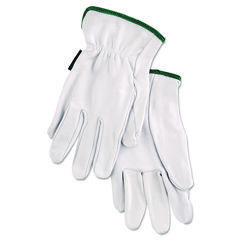 Grain Goatskin Driver Gloves, White, Medium, 12 Pairs
